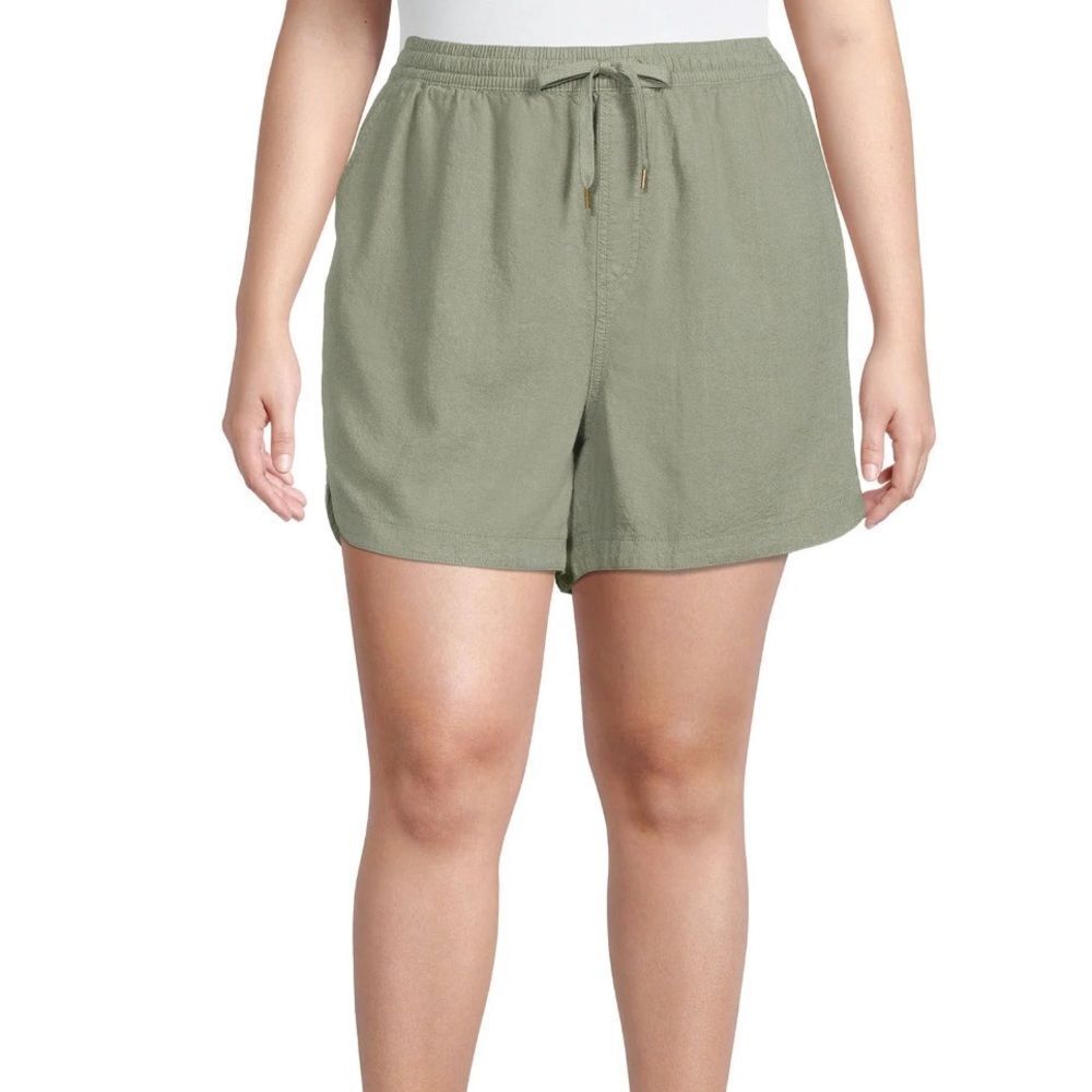 Women’s Green Terra & Sky Plus Sized 2X Shorts Pockets Drawstring 20W-22W NWT
